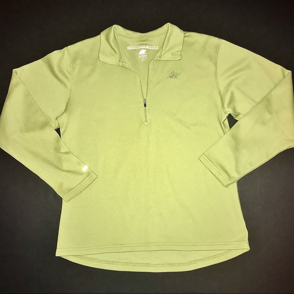 Bright green half zip Eastern Mountain Sports